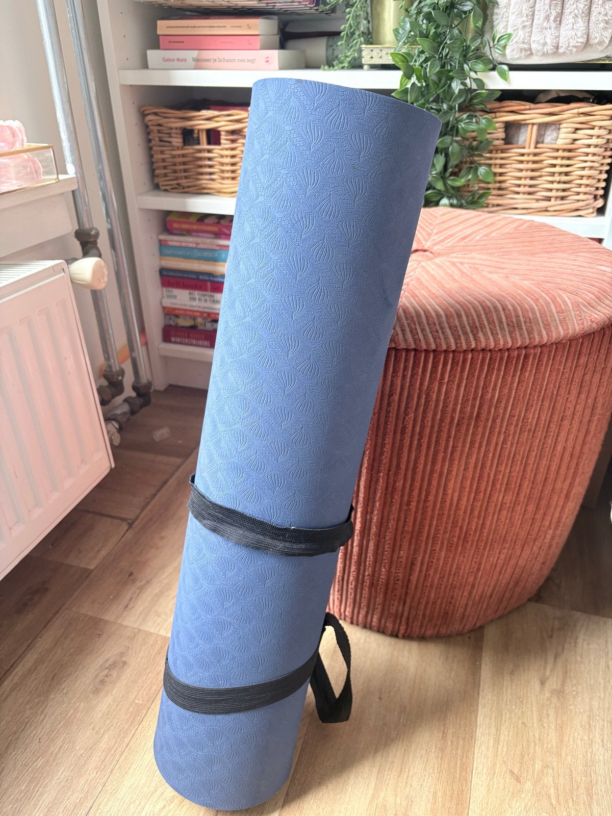 Blauwe yogamat met draagband, Ophalen, Gebruikt, Yogamat