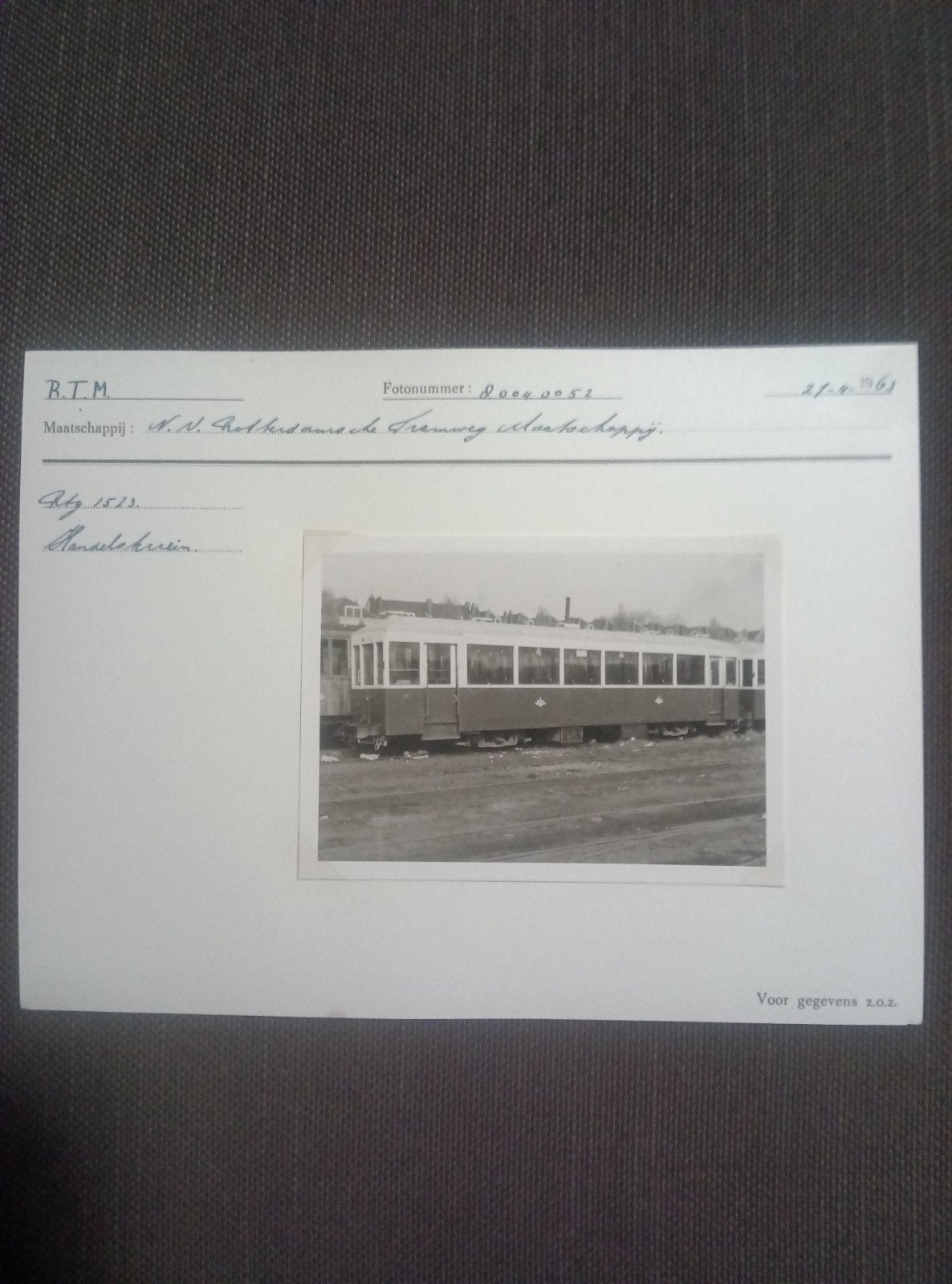 Historische Tramfoto R.T.M. Rotterdamse Tramweg Maatschappij, Ophalen of Verzenden, Gebruikt, Tram, Kaart of Prent