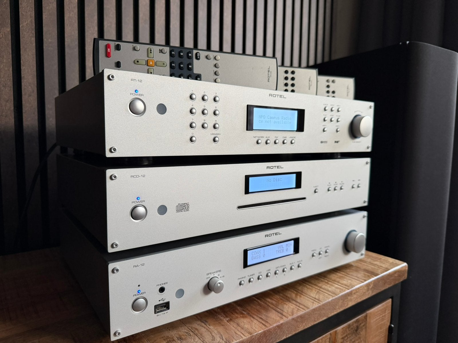 Mooie Rotel RA-12, RCD-12 en RT-12 Stereo Set Zilver, Overige merken, Zo goed als nieuw, /, /