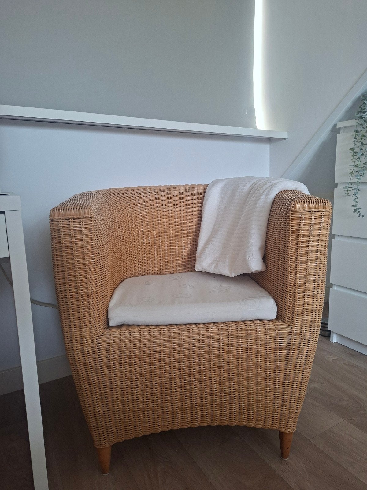 2 Rotan fauteuils met kussens, Huis en Inrichting, Stoelen, Ophalen, Gebruikt, Twee, Overige kleuren