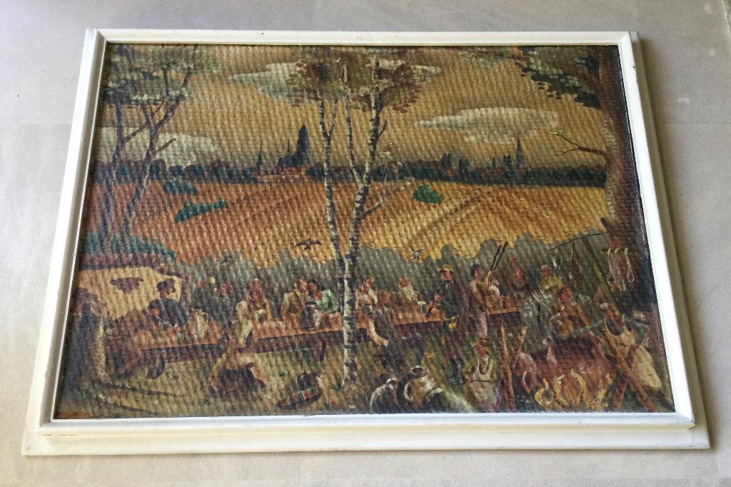 Apart Olieverfschilderij op paneel gesigneerd A Goyvaerts, Antiek en Kunst, Verzenden