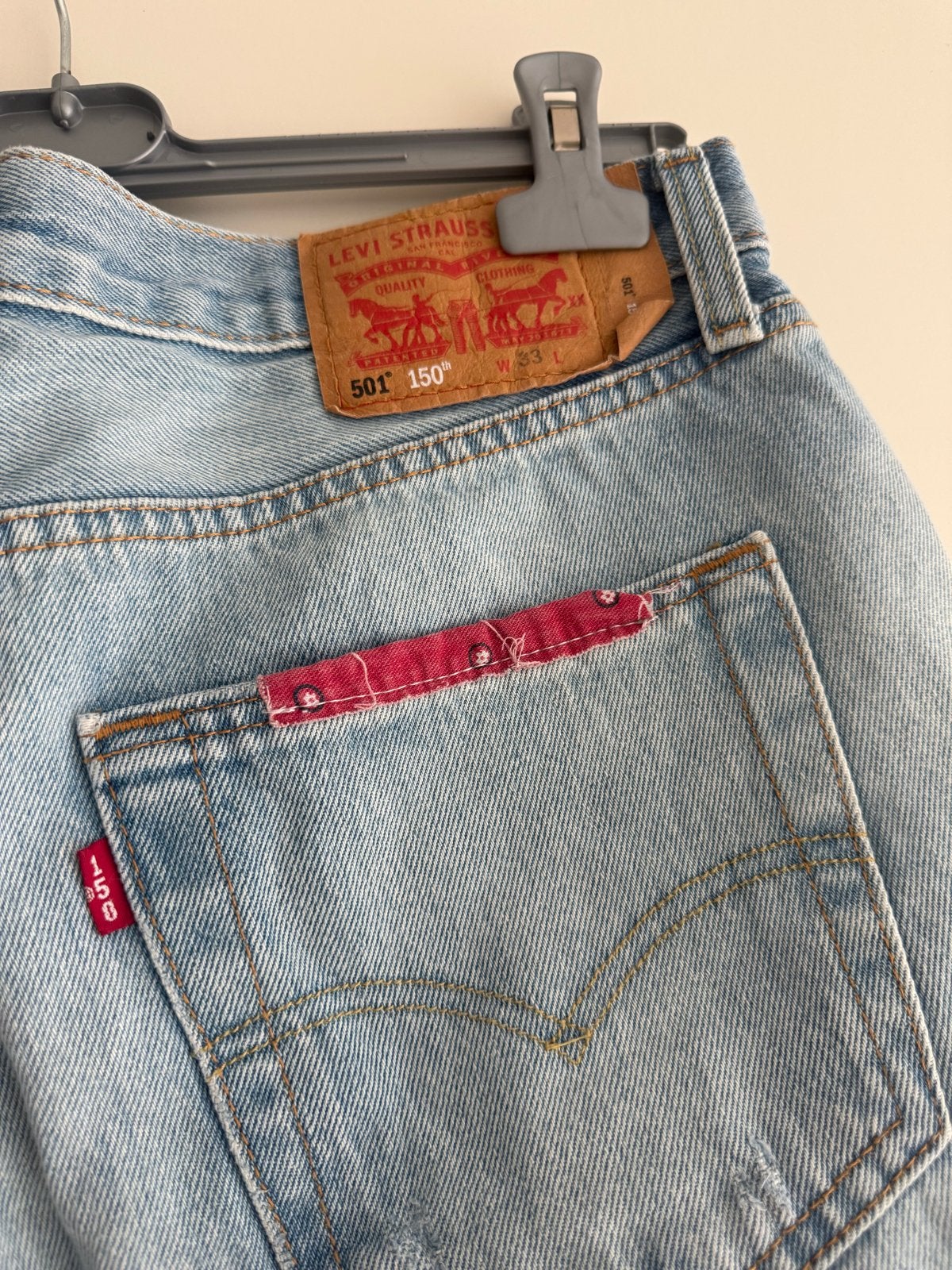 Levi's 501 Korte Broek W:33 - Vintage Denim Shorts, Kort, Blauw, Maat 42/44 (L), Ophalen of Verzenden