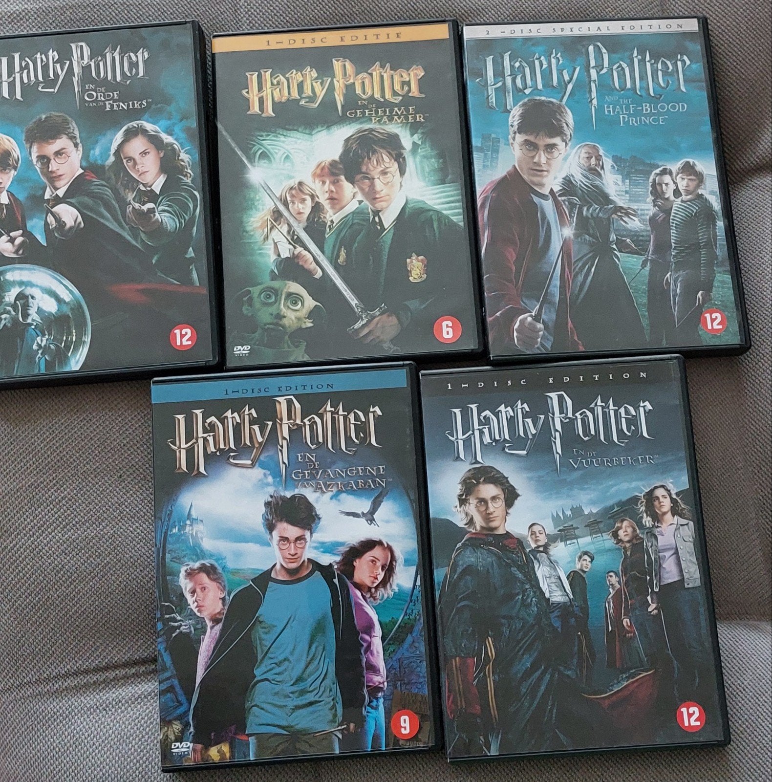 Harry Potter DVD's - Deel 2, 3, 4, 5 en 6 (1-disc edities), Avontuur, Gebruikt, Ophalen of Verzenden, Film
