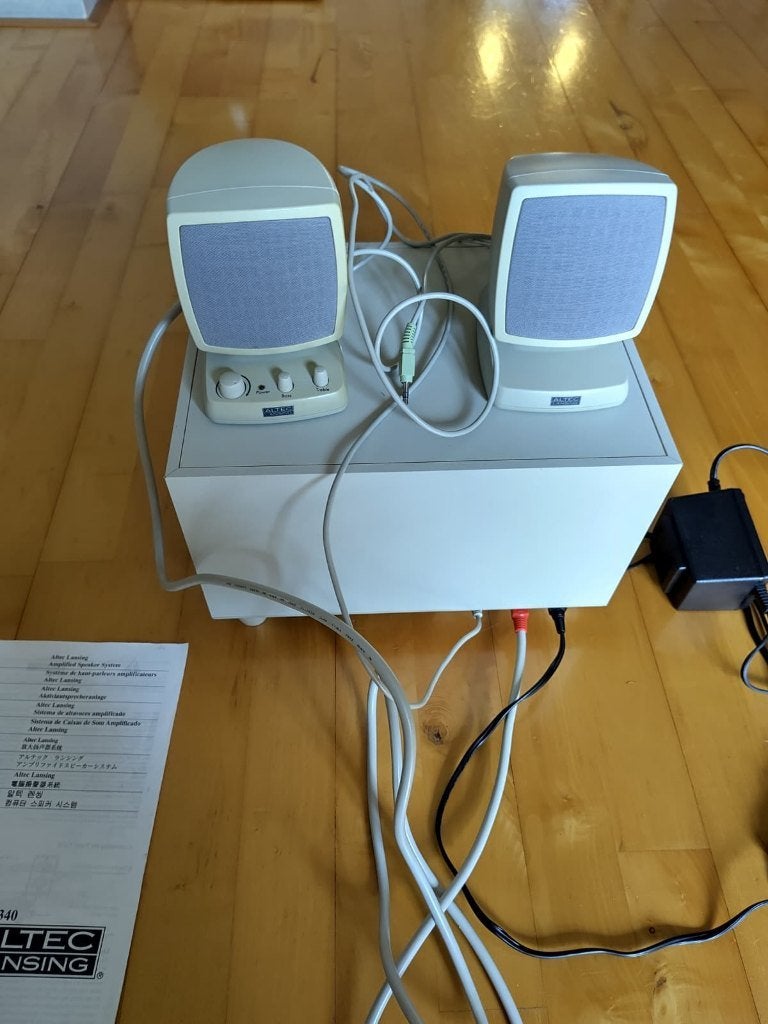 Altec Lansing ACS340 vintage speakers met subwoofer, Overige merken, Stereo speakers, Gebruikt, Ophalen of Verzenden