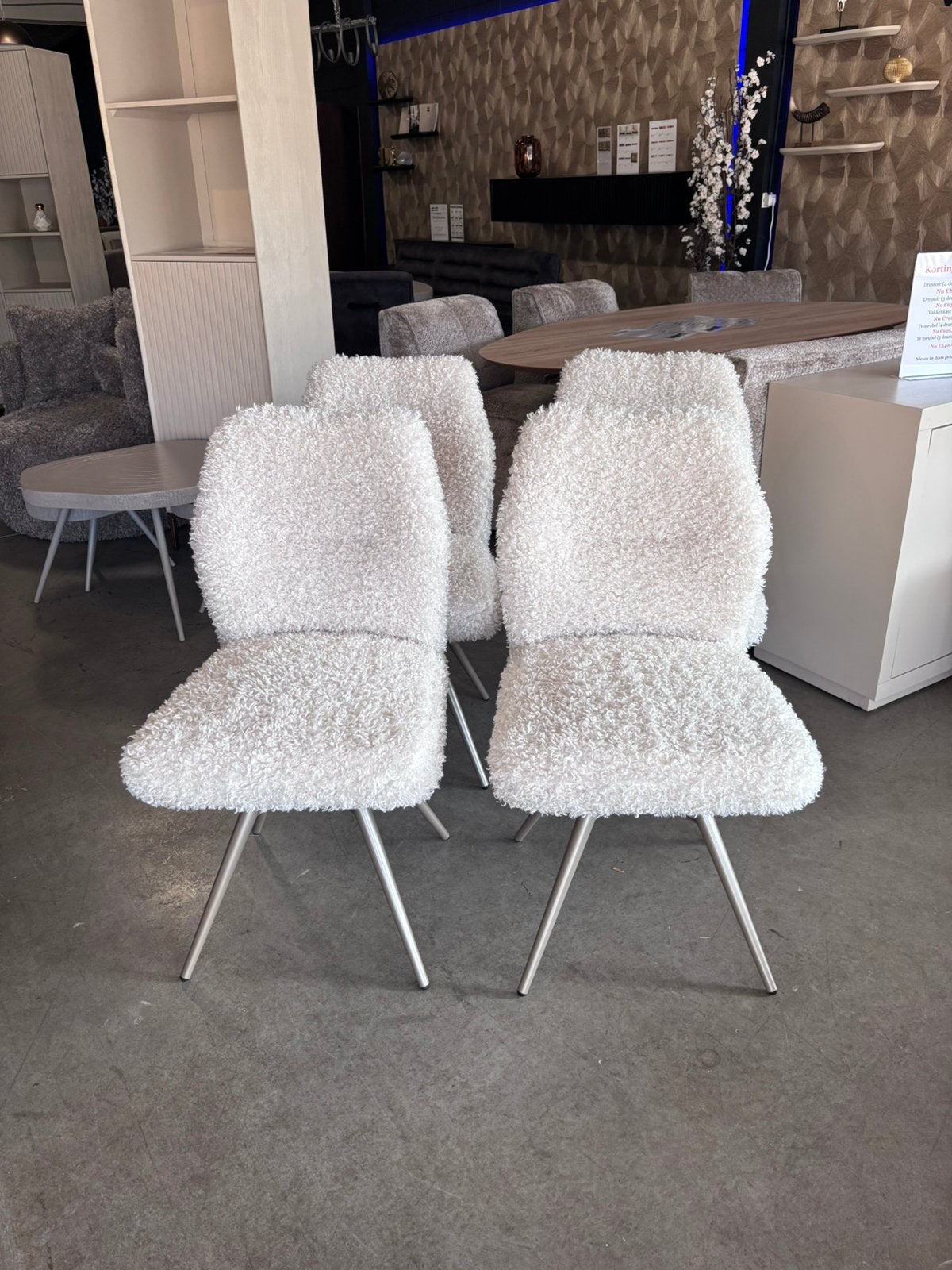 Set van 4 stoelen in de doodle stof NIEUW, Ophalen, Zo goed als nieuw, Overige kleuren, Stof