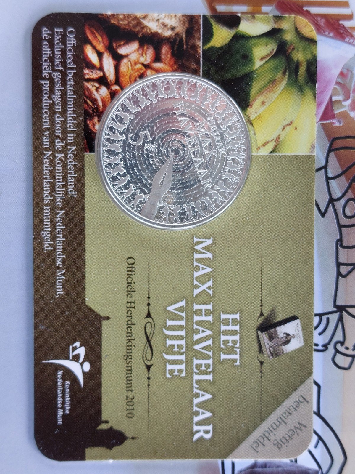 Max Havelaar Vijfje 2010 - Officiële Herdenkingsmunt, Ophalen of Verzenden
