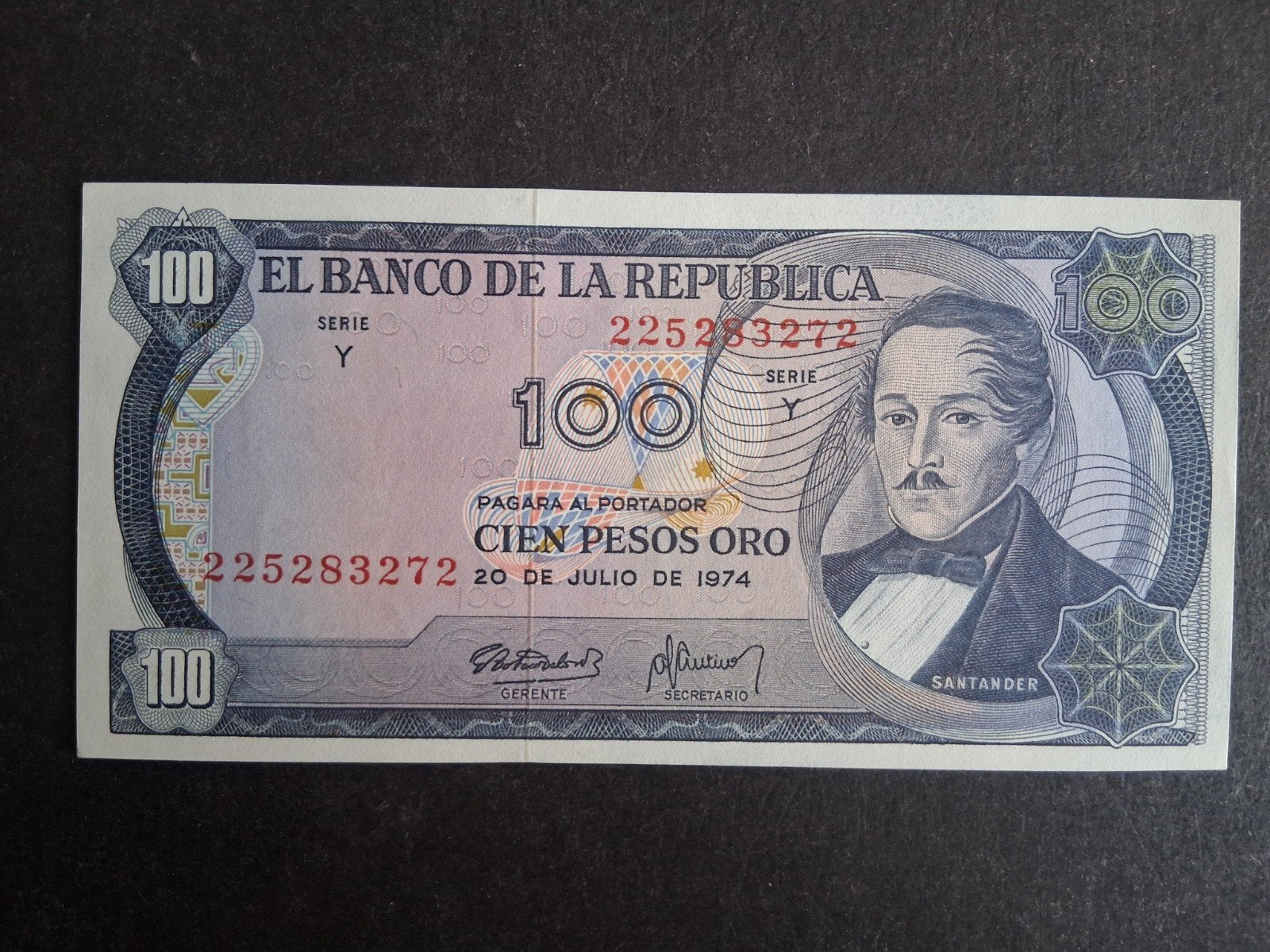 100 pesos Colombia unc 1974, Ophalen of Verzenden, Zuid-Amerika, Los biljet