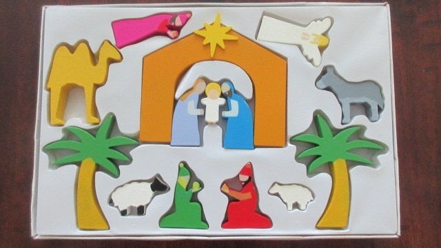 Vintage Kerst stal van hout V&D, Diversen, Ophalen of Verzenden, Gebruikt