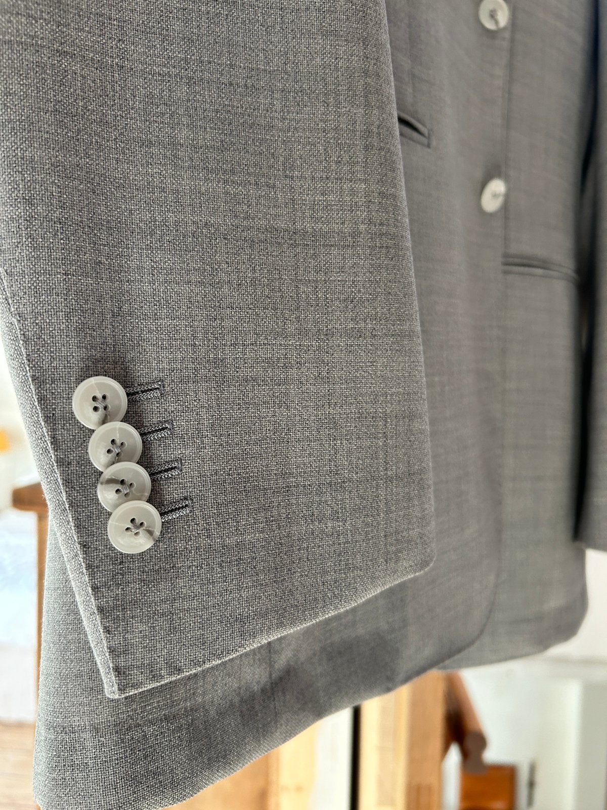 Italiaanse wol zomerjasje, Kleding | Heren, Ophalen of Verzenden, Zo goed als nieuw, Maat 52/54 (L), Grijs