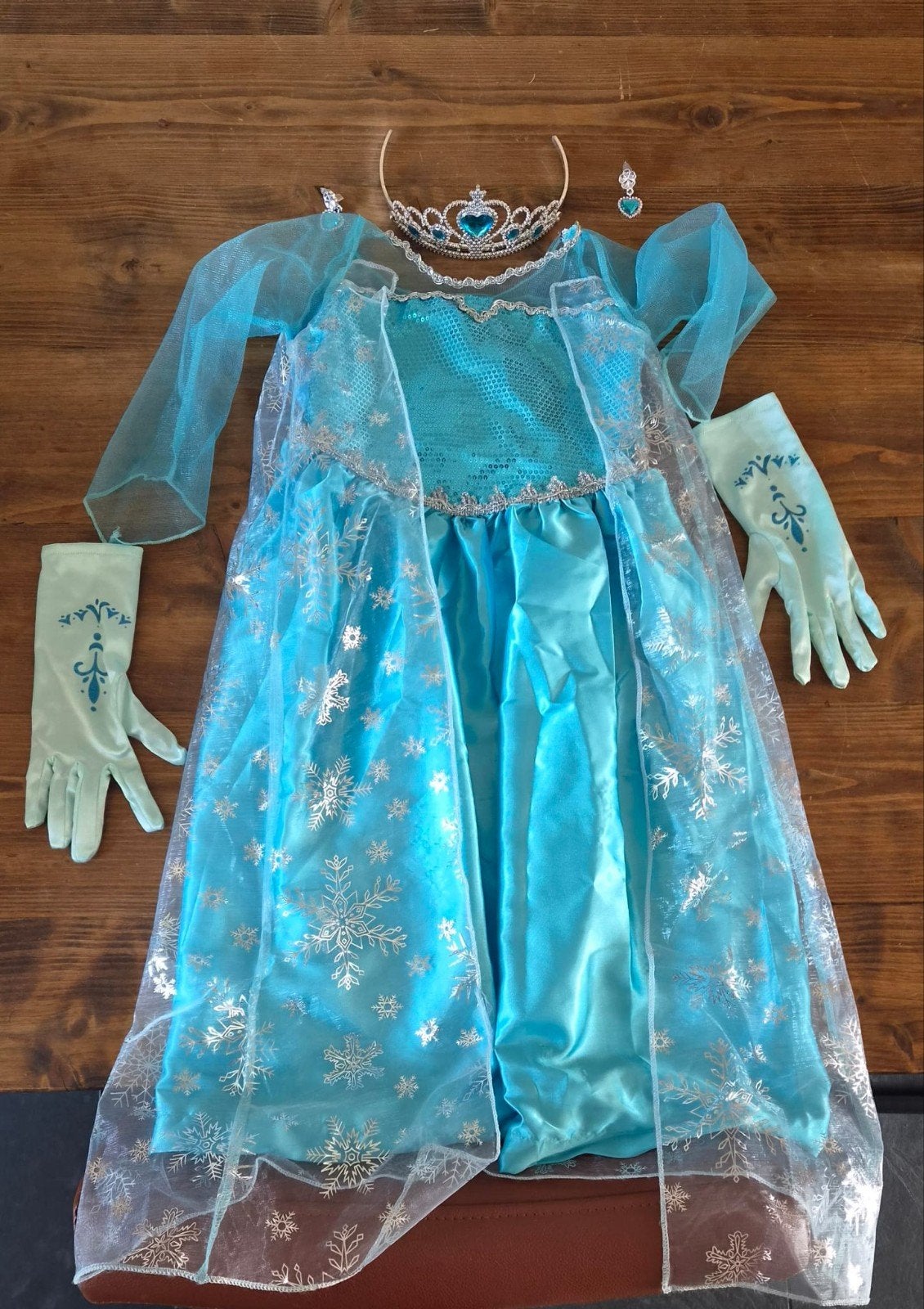 Frozen Elsa jurk met sieraden en handschoenen, Ophalen, Zo goed als nieuw, 110 t/m 116, Meisje