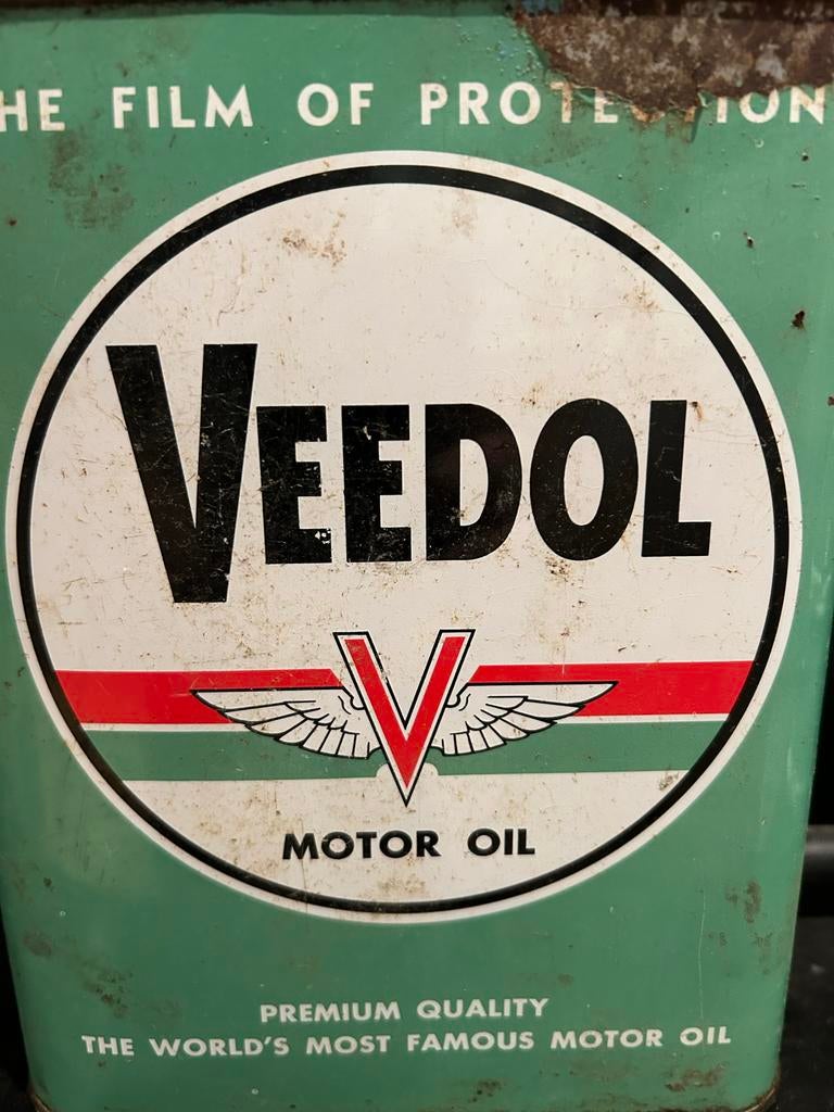 Vintage Veedol Motorolie Blik - Decoratief Verzamelobject, Verzamelen, Ophalen of Verzenden, Gebruikt, Reclamebord