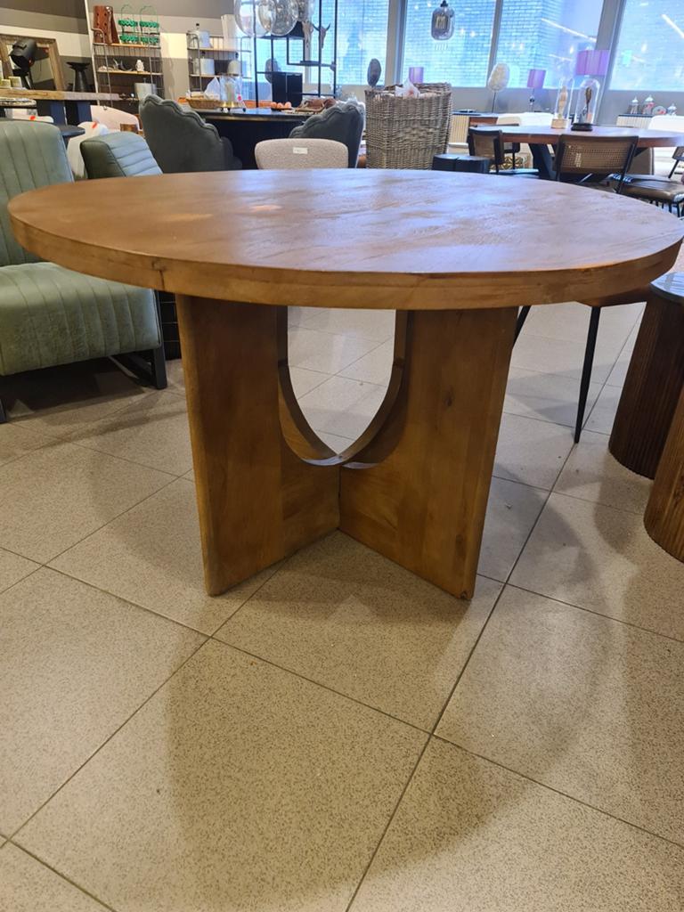 Nieuwe eettafel rond 120cm Japandi showroom model €275, Ophalen, Hout, ., Nieuw