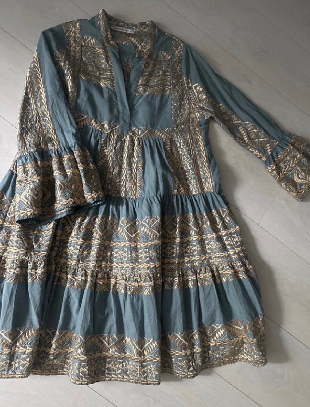 Greek Archaic Kori jurk met borduursels, Kleding | Dames, Blauw, Ophalen of Verzenden, Zo goed als nieuw, Maat 34 (XS) of kleiner