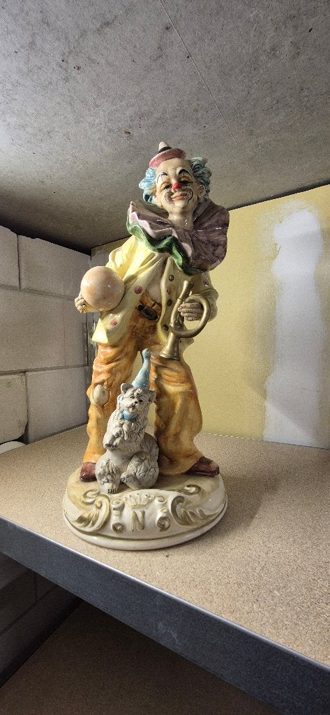 Zeldzaam Capodimonte Beeldje Clown met Hond - Perfecte Staat, Ophalen
