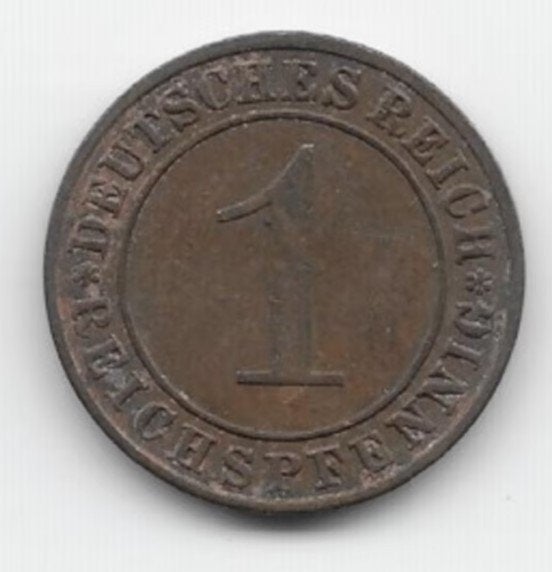 Duitse Rijk 1 reichspfennig 1924 (A) KM# 37, Verzenden, Duitsland, Losse munt