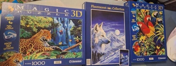 3 Clementoni 3D Magic Puzzels - 1000 stukjes, Ophalen, 500 t/m 1500 stukjes, Zo goed als nieuw, Legpuzzel
