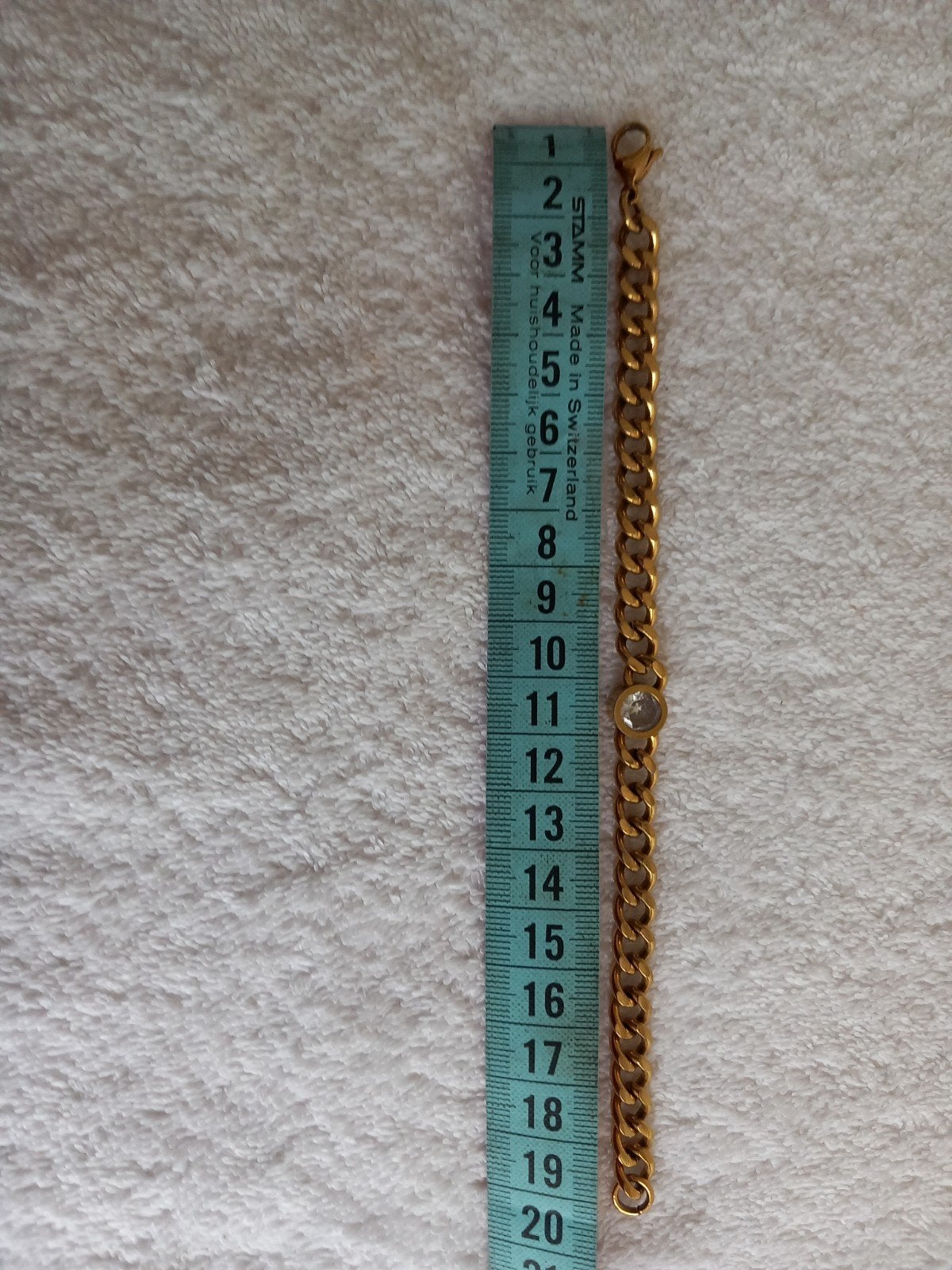 Lucardi RVS Goudkleurige Armband met Zirkonia 19 cm, Met kristal, Staal, Nieuw, Ophalen of Verzenden
