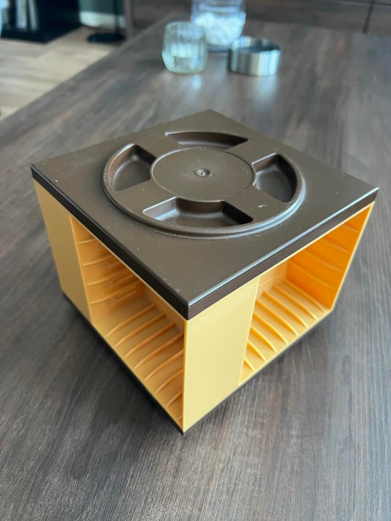 Vintage cassette carrousel  - Bruin/Geel, Ophalen of Verzenden, Zo goed als nieuw, 1 bandje