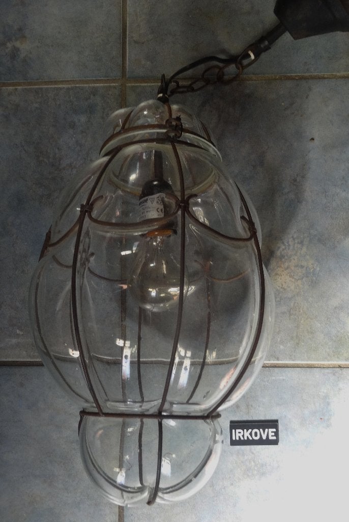 GLAZEN HANGLAMP * VENETIAANS * Vintage *, Verzenden, Zo goed als nieuw, Glas, Minder dan 50 cm