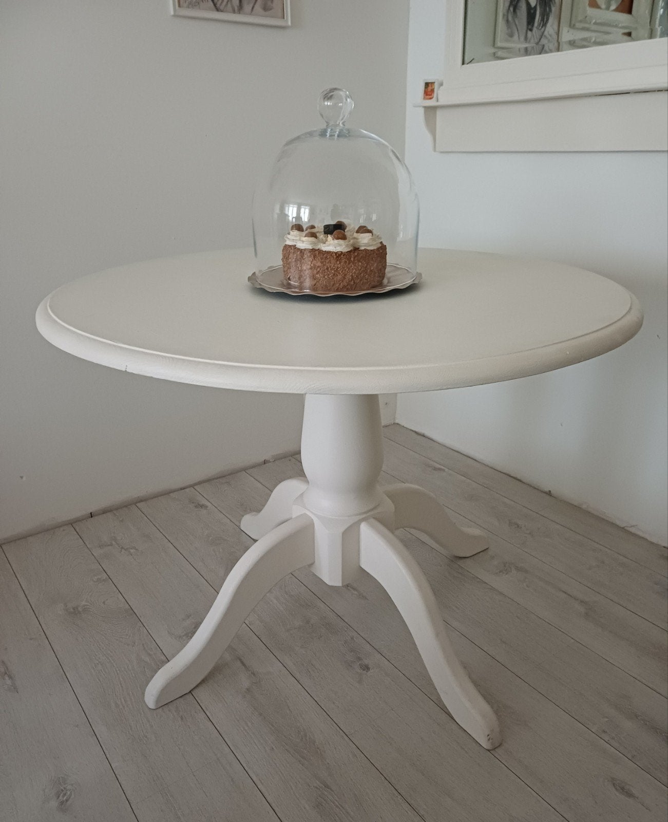 Brocante houten tafel, Ophalen, Rond, 75 cm of meer, 60 cm of meer