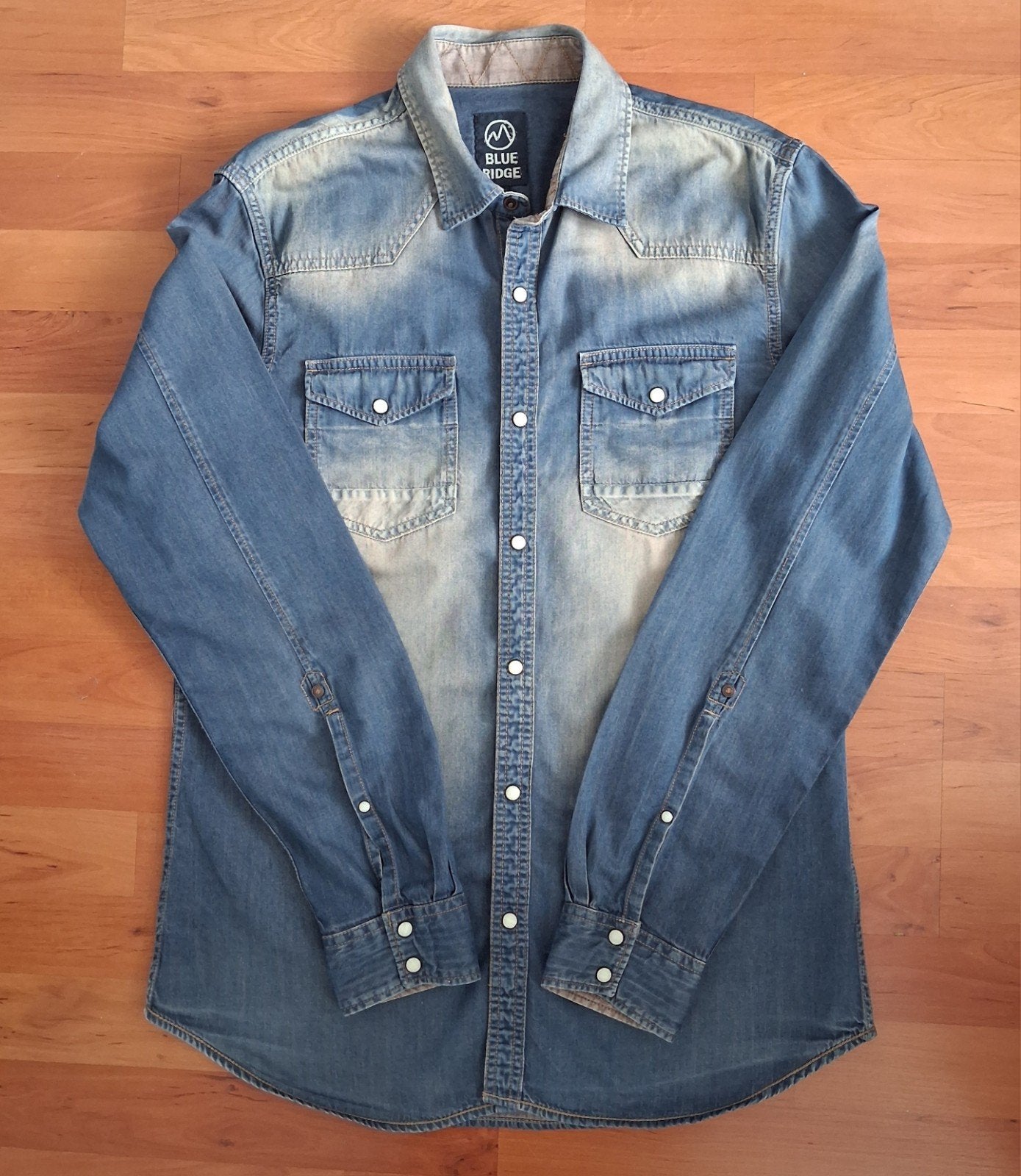 Blue Ridge (WE) Denim Western Overhemd – Maat L, Blauw, Ophalen of Verzenden, Zo goed als nieuw, Blue Ridge