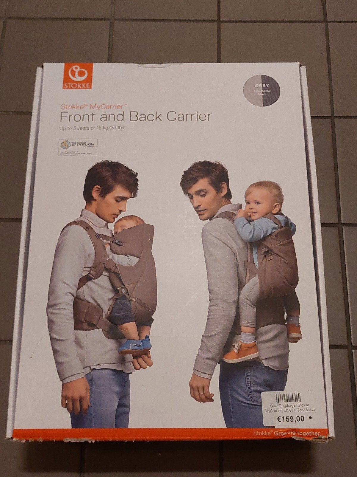 Stokke MyCarrier Front and Back Carrier - Grijs, Kinderen en Baby's, Overige merken, Buik of Rug, Ophalen of Verzenden, Zo goed als nieuw