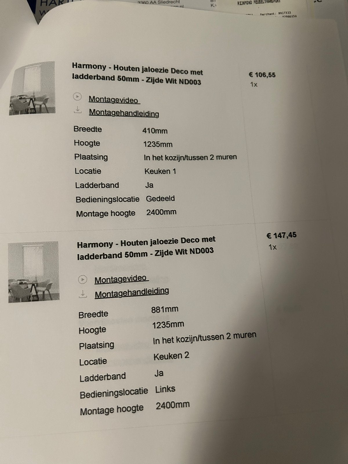Harmony Houten Jaloezie Deco met ladderband 50mm Wit, Ophalen, Overige merken, Wit, Hout