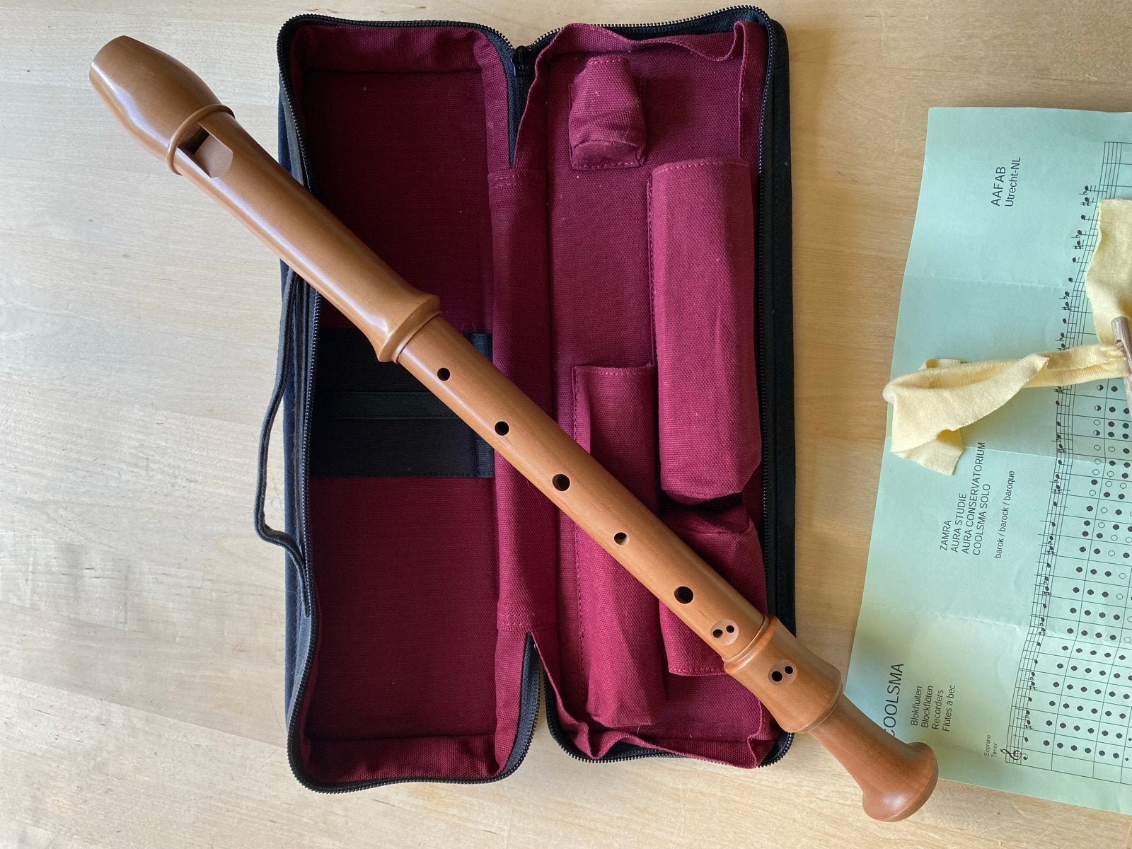 AURA Alt blokfluit met onderhoudsset en etui, Muziek en Instrumenten, Ophalen of Verzenden, Gebruikt, Alt, Met koffer, hoes of etui