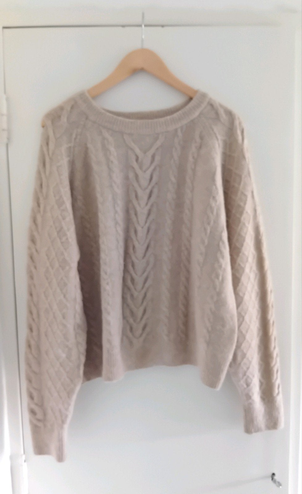 H&M kabel trui wolmix beige L/40, Maat 38/40 (M), Beige, H&M Divided, Ophalen of Verzenden