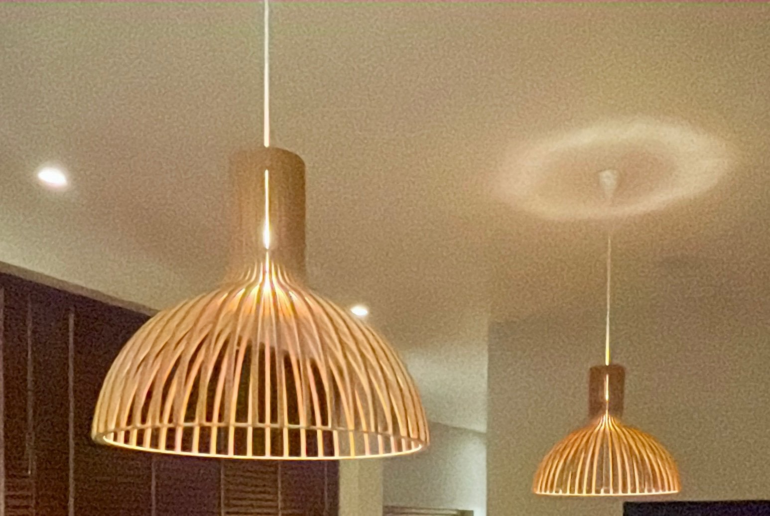 Secto Design Oy SE 42 Houten Hanglampen (2 stuks), Ophalen, Zo goed als nieuw, Hout, E27 (groot)