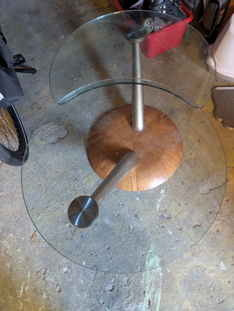 Draaibare glazen salontafel - uitschuifbaar, Huis en Inrichting, Tafels | Salontafels, Ophalen, Gebruikt, 100 tot 150 cm, 50 tot 100 cm