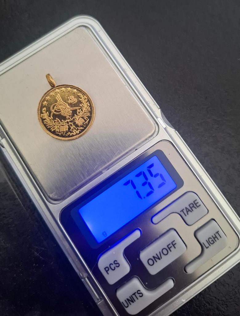 22 karaat nieuwe turkse munt 7.35 gram hanger goud, Overige landen, Losse munt, Goud, Overige waardes