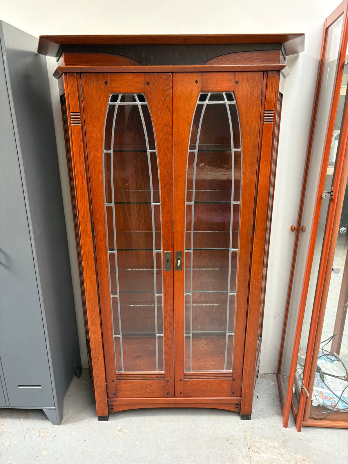 Prachtige Shuitema Buffetkast / Vitrinekast Art nouveau, Ophalen, 100 tot 150 cm, 200 cm of meer, Zo goed als nieuw