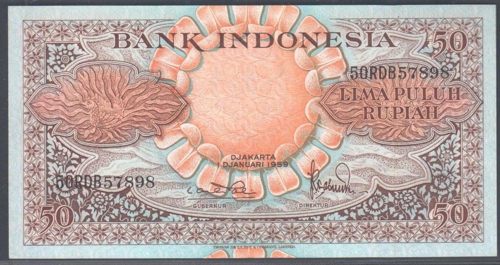 Indonesia 50 Rupiah 1959, Verzenden, Zuidoost-Azië, Los biljet