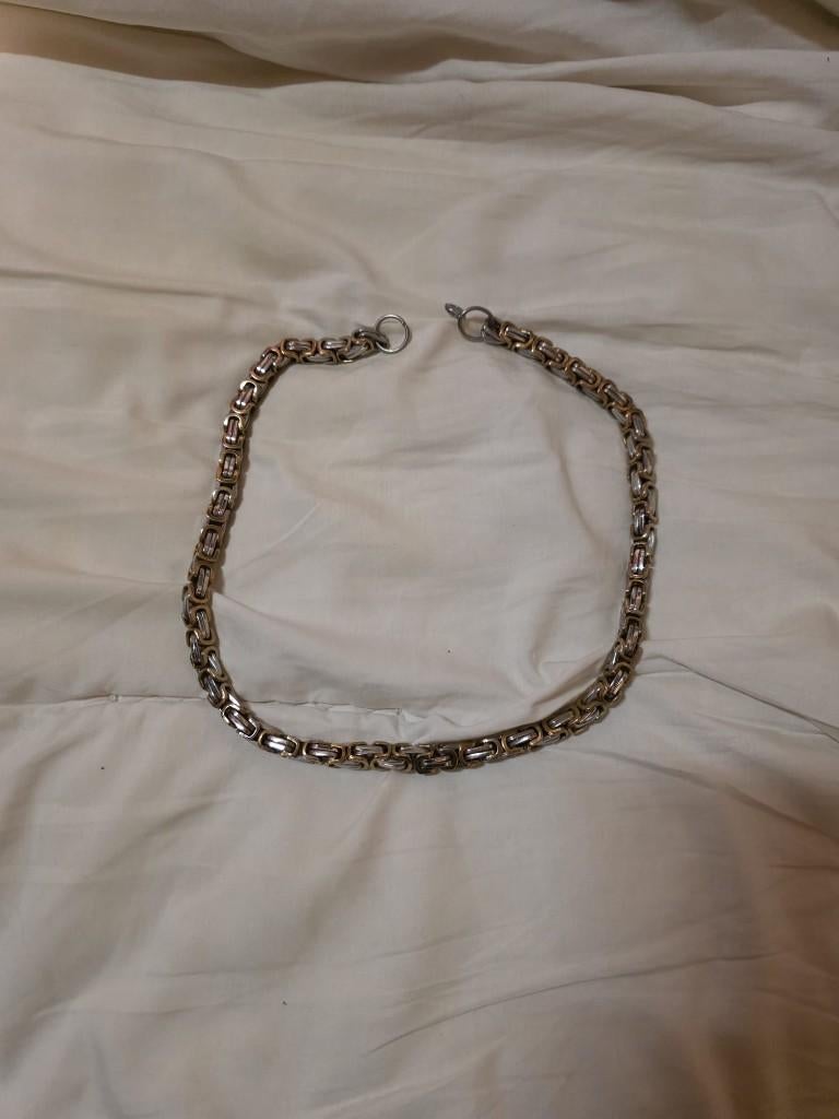Heren/dames halsketting van chirurgisch staal (RVS 316L), Ophalen, Zo goed als nieuw, Zilver, Overige materialen