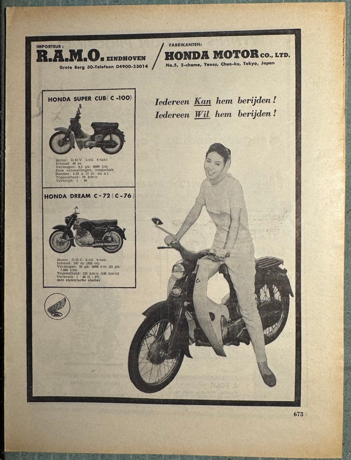 Advertentie Honda Super Cub C-100, Verzenden, Zo goed als nieuw, Motoren