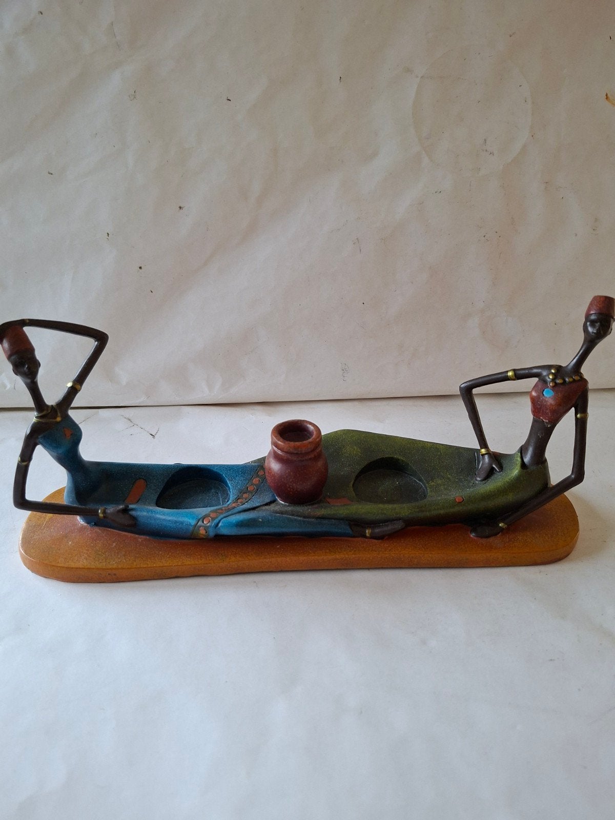Afrikaans beeldje met twee figuren en pot, Ophalen of Verzenden, Beeld