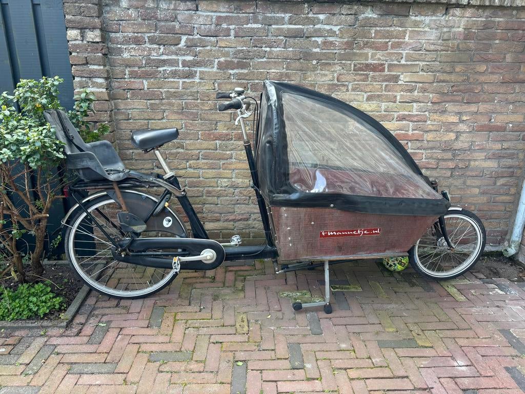 Bakfiets lang, niet elektrisch, 7 versnellingen, Fietsen en Brommers, Fietsen | Bakfietsen, Gebruikt, Huif, 2 kinderen, Ophalen