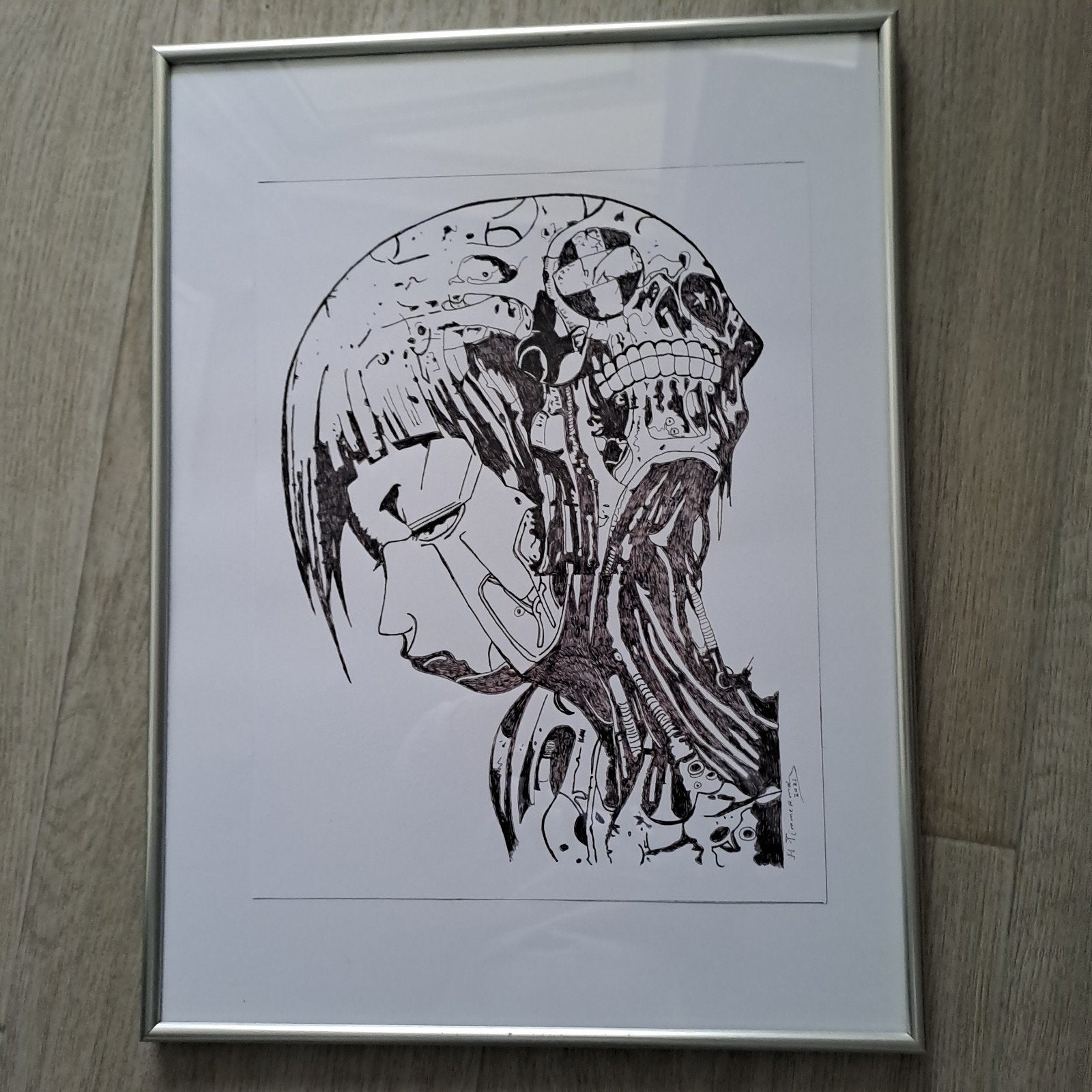 Zelfgemaakte tekening zwart/wit, Ophalen, Minder dan 50 cm, Zo goed als nieuw, 5 – 50