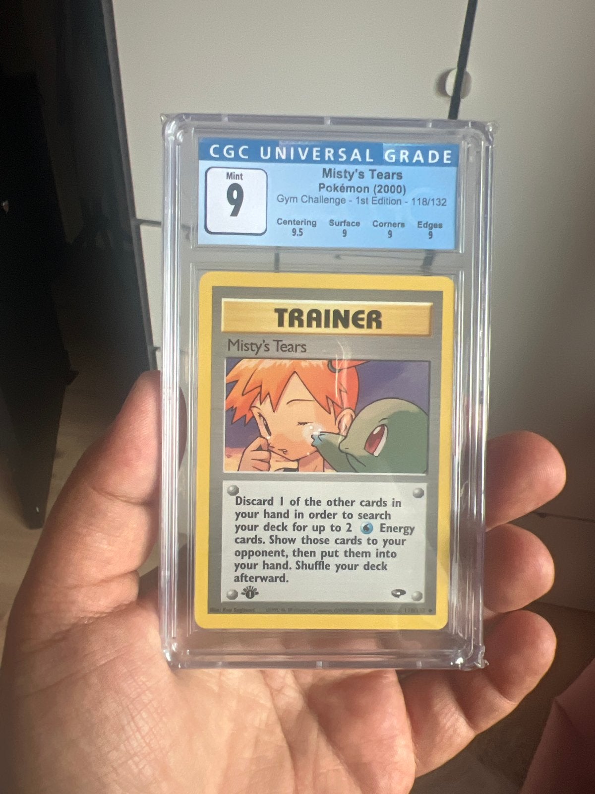 Misty's Tears Pokémon Kaart (2000) CGC 9 Mint 1st Edition, Ophalen of Verzenden, Zo goed als nieuw, Losse kaart