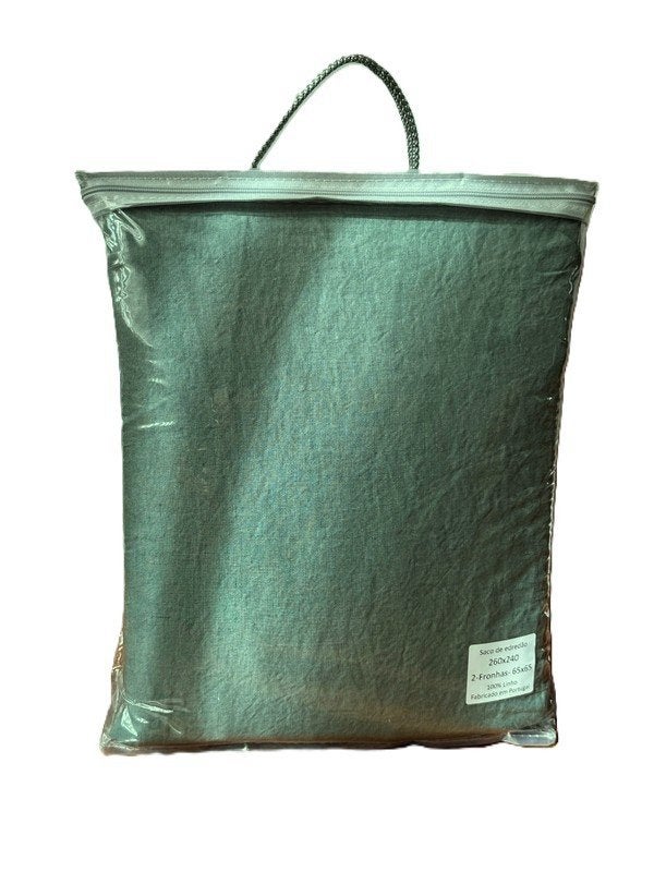 100% linnen dekbedovertrek 260x240 met slopen Groen, Huis en Inrichting, Lits-jumeaux, Nieuw, Ophalen of Verzenden, Ademend