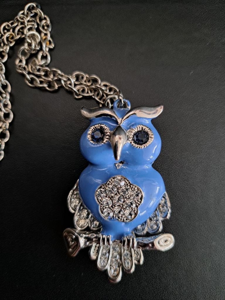 Ketting met hanger uil, Gebruikt, Ophalen of Verzenden, Zilver, Overige materialen