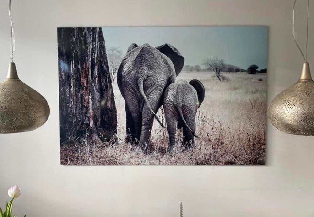 Olifanten schilderij 180 bij 120 cm, Huis en Inrichting, Woonaccessoires | Schilderijen, Tekeningen en Foto's, Ophalen, Gebruikt