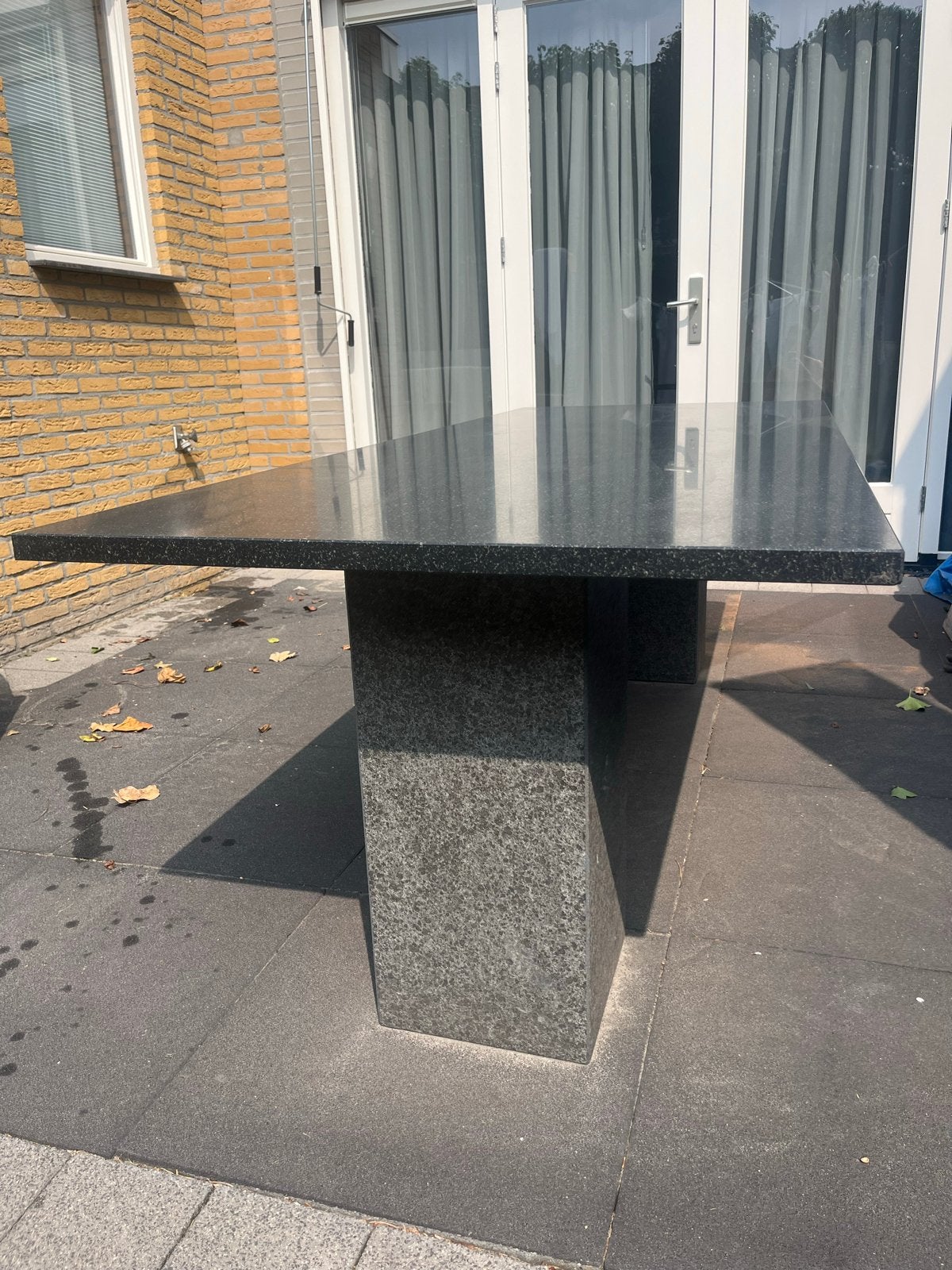 Granieten Tuintafel 220x90cm met 3cm dik blad, Ophalen, Zo goed als nieuw, Rechthoekig, Overige materialen