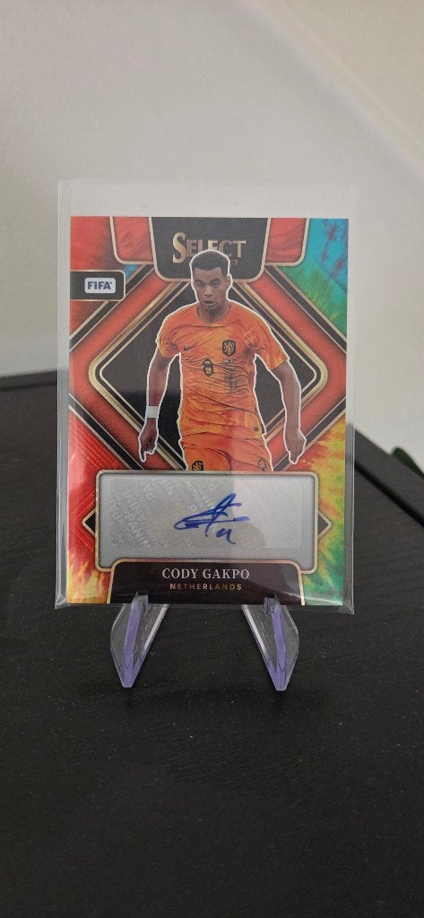 2022 panini select Cody Gakpo handtekening /15 tie dye, Verzenden, Zo goed als nieuw, Buitenlandse clubs, Poster, Plaatje of Sticker