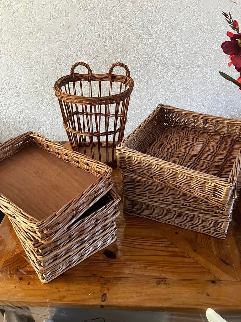 Originele rieten bakkersmanden - Complete set, Huis en Inrichting, Woonaccessoires | Schalen en Manden, Gebruikt, Mand, Rechthoekig