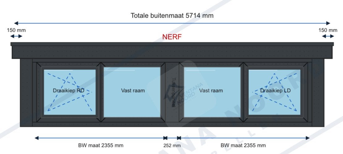 Kunststof dakkapel antraciet, 1.50m hoog, 5m breed, Ophalen, 120 tot 160 cm, Nieuw, Dubbelglas