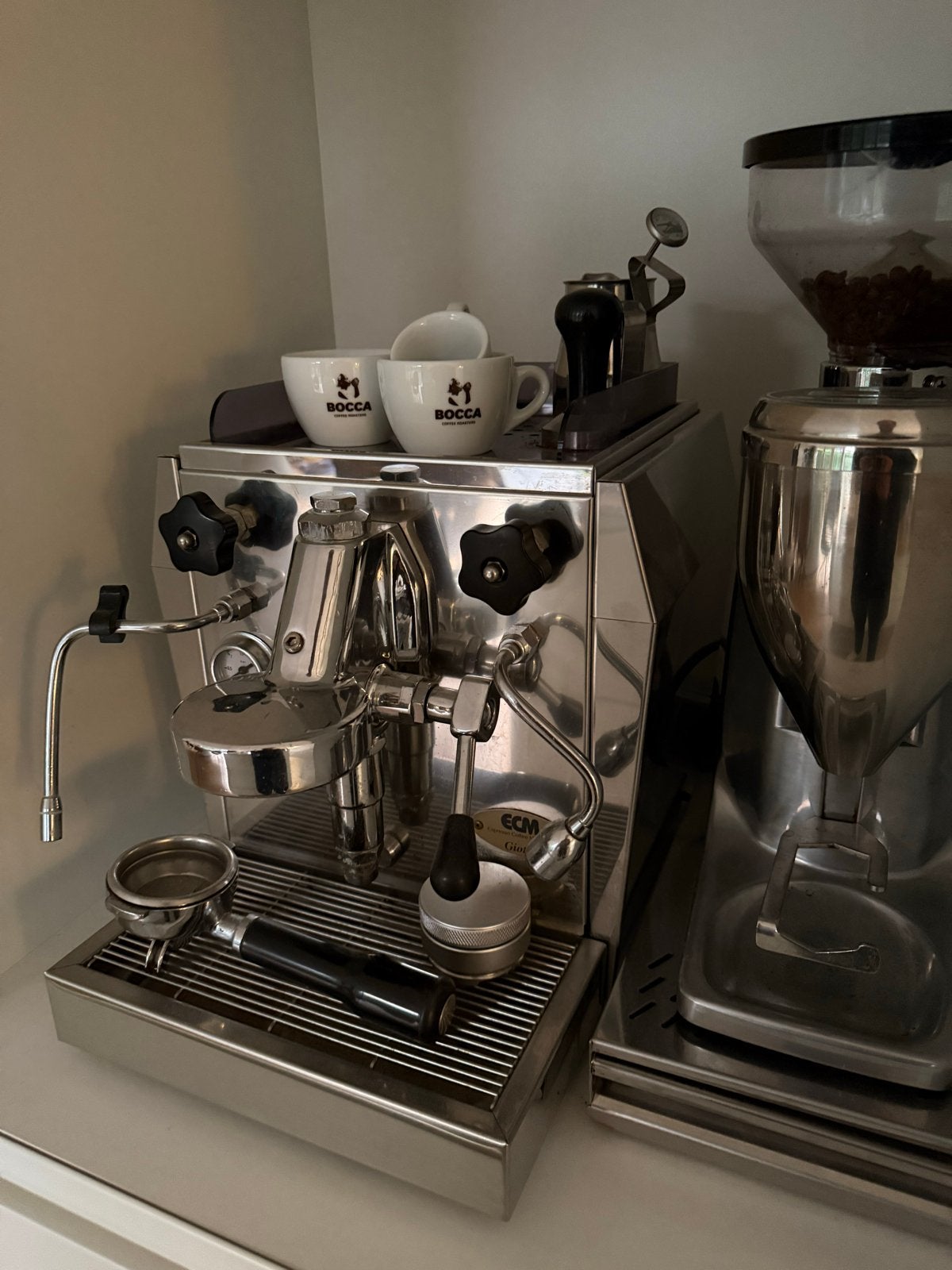 ECM Giotto Espressomachine met bonenmaler., Gebruikt, Espresso apparaat, Koffiebonen, 2 tot 4 kopjes
