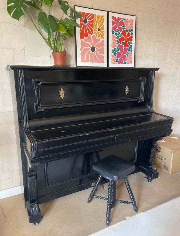 Antieke piano van F. Kreutzbach Leipzig, Ophalen, Gebruikt, Zwart, Piano