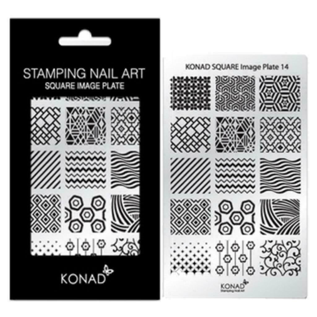 KONAD Square stempel sjabloon 14 met 15 nagel figuurtjes., Ophalen of Verzenden